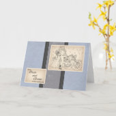 バイク新郎新婦おめでとうカード カード (黄色い花)