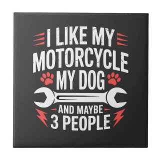 バイク犬オーナーのユーモア タイル