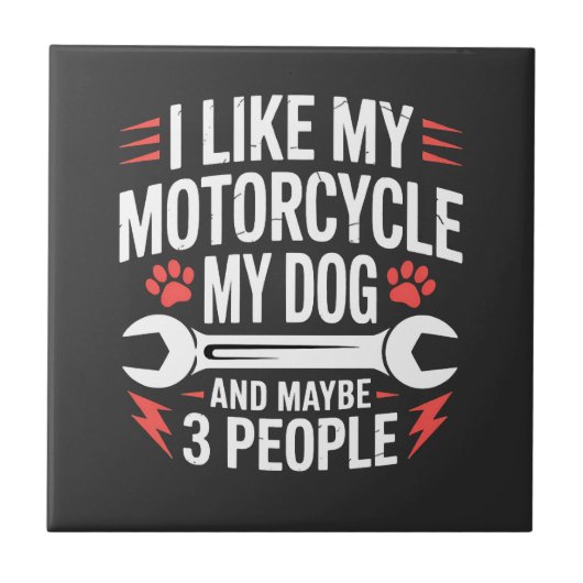バイク犬オーナーのユーモア タイル (正面)