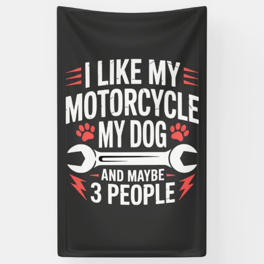バイク犬オーナーのユーモア 横断幕 (縦)