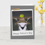 バイク猫お父さんの日おめでとう カード (黄色い花)