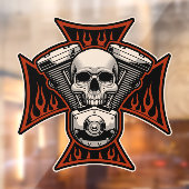 バイク用クロスドスケルトンオートバイの炎オートバイショップ勝利 ウィンドウサイン (シート2)