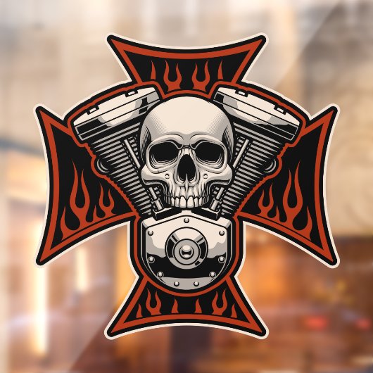 バイク用クロスドスケルトンオートバイの炎オートバイショップ勝利 ウィンドウサイン (シート2)