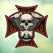 バイク用クロス スカル モーター フレーム オートバイ ショップ 勝つ ウィンドウサイン (シート3)