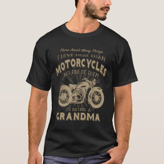 バイク祖母おもしろいヴィンテージバイクもしくは自転車に乗る人グラニービキ Tシャツ (正面)