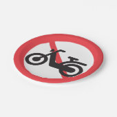 バイク禁止の道路標識 ペーパープレート (アングル)