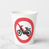 バイク禁止の道路標識 紙コップ (正面)
