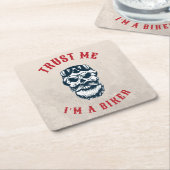 バイク私はバイクもしくは自転車に乗る人 スクエアペーパーコースター (アングル)