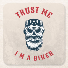 バイク私はバイクもしくは自転車に乗る人 スクエアペーパーコースター