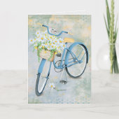 バイク空白ののデイジーかご内のノートカード猫 カード (正面)