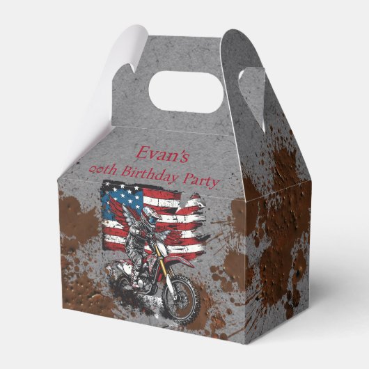 バイク統一された州旗00th誕生日パーティー フェイバーボックス (正面サイド)