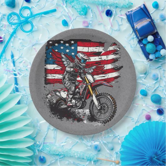 バイク統一された州旗00th誕生日パーティー ペーパープレート (パーティー)