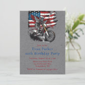 バイク統一された州旗00th誕生日パーティー 招待状 (スタンド正面)