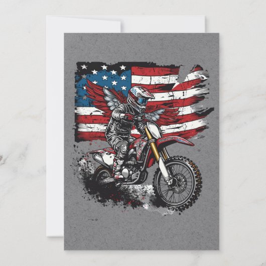 バイク統一された州旗00th誕生日パーティー 招待状 (裏面)