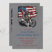バイク統一された州旗00th誕生日パーティー 招待状 (正面/裏面)