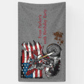 バイク統一された州旗00th誕生日パーティー 横断幕 (縦)