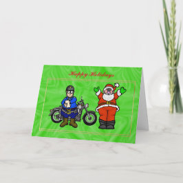 バイク警官とサンタクリスマスカード カード