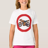 バイク進入禁止の道路標識 Tシャツ (正面)