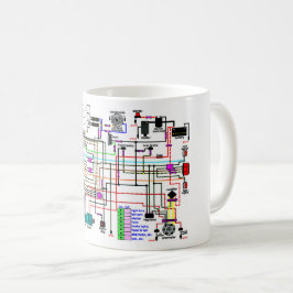 バイク配線図。カード コーヒーマグカップ