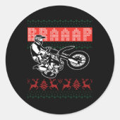 バイク醜いバイクもしくは自転車に乗る人クリスマスモトクロスバイクGif ラウンドシール (正面)