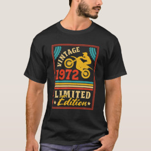 バイク50th誕生日男性ヴィンテージ1972バイクもしくは自転車に乗る人Mo Tシャツ