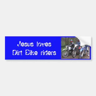 バイク、イエス・キリストはトレールバイクのライダーを愛します バンパーステッカー