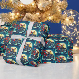バイク サンタクロース クリスマスイブ ラッピングペーパー