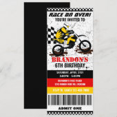 バイク、ダートバイクの誕生日チケット招待状 招待状 (正面/裏面)