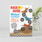 バイク、ダートバイク男の子の誕生日の招待。 招待状 (スタンド正面)