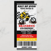 バイク、ダートバイク誕生日チケット招待 招待状 (正面/裏面)