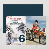 バイク ダートバイク フォト 誕生日 ご招待 招待状 (正面/裏面)