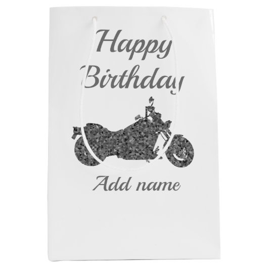 バイク·バイクパーソナライズされた抱き枕 ミディアムペーパーバッグ (正面)