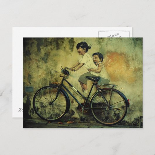 バイク/ピナンの通りの芸術の郵便はがき/子供 ポストカード (正面/裏面)