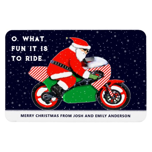 バイク+ライダー+バイカーのクリスマスカード マグネット (横)