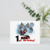 バイク レース 1歳の誕生日 Tシャツ ギフト ポストカード (スタンド正面)