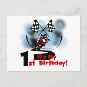 バイク レース 1歳の誕生日 Tシャツ ギフト ポストカード (正面)