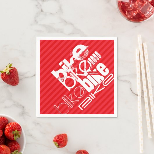 バイク;緋色の赤ストライプい。 スタンダードカクテルナプキン (インサイチュ)