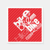 バイク;緋色の赤ストライプい。 スタンダードカクテルナプキン (正面)