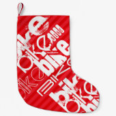 バイク；緋色の赤ストライプい。 スモールクリスマスストッキング (正面)