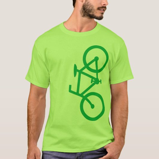 バイク、縦のシルエット、緑のデザイン Tシャツ (正面)