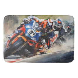 バイク、高速コーナリングアクション バスマット