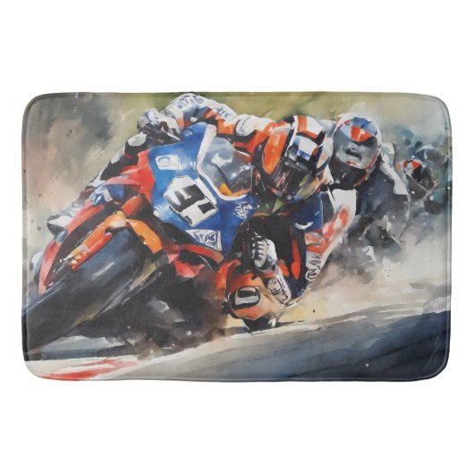 バイク、高速コーナリングアクション バスマット (正面)