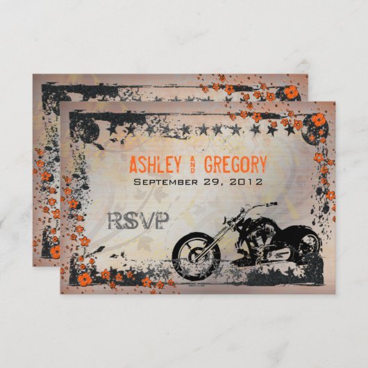 バイク or オートバイのウェディング　出欠確認カード 出欠カード (正面/裏面)