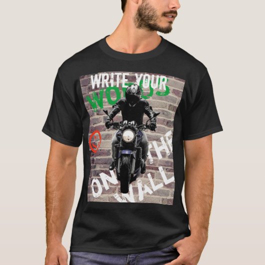 バイク Tシャツ レンガの壁 カスタム グラフィティ (正面)
