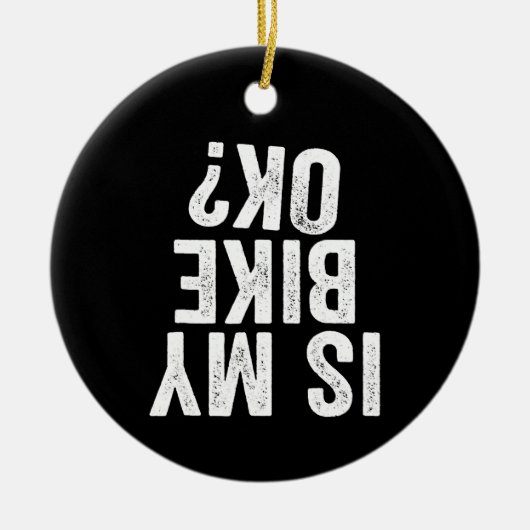 バイクOKプレおもしろいゼントバイクもしくは自転車に乗る人 セラミックオーナメント (正面)