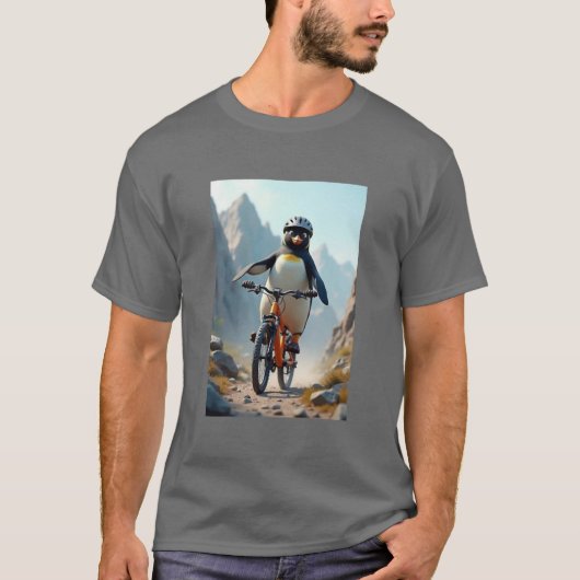 バイクTシャツに乗ったペンギン Tシャツ (正面)