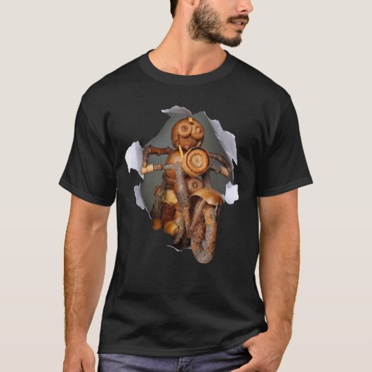 バイクTシャツに乗るコーン小妖精や小人 Tシャツ (正面)