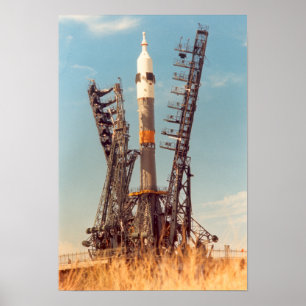 バイコヌールのSoyuzの宇宙船の取付け ポスター