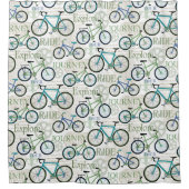 バイサイクルジャーニー青と白 シャワーカーテン (正面)