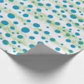 バイザシーブルー&グリーン抽象デザイン ラッピングペーパー (角)